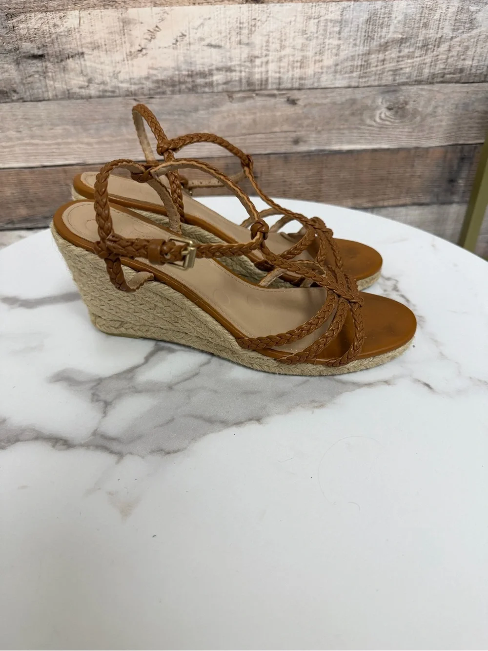 Borden Tan Strappy Wedge 38